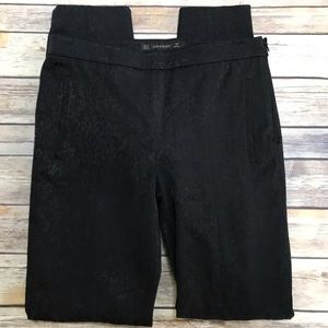 ZARA JACQUARD BLACK PANTS TROUSERS SIDE ZIP SZ S